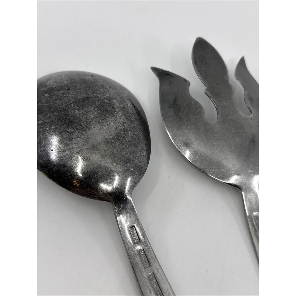 NASCO Japan Large Salad Fork & Spoon Set Serving Stainless  11.5